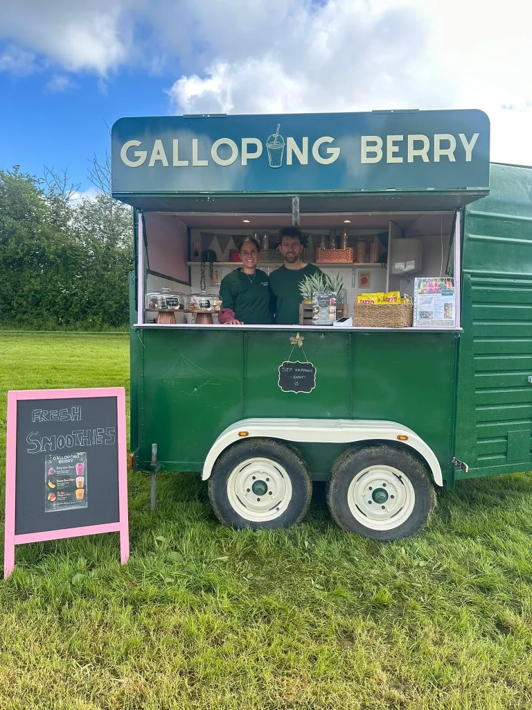 Catherine ready for business at the Galloping Berry stall.