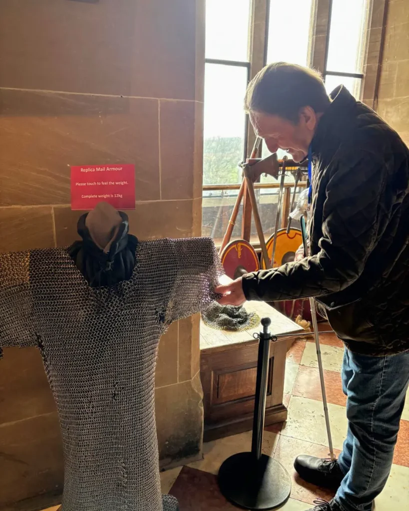 Checking out the exhibits at Warwick Castle